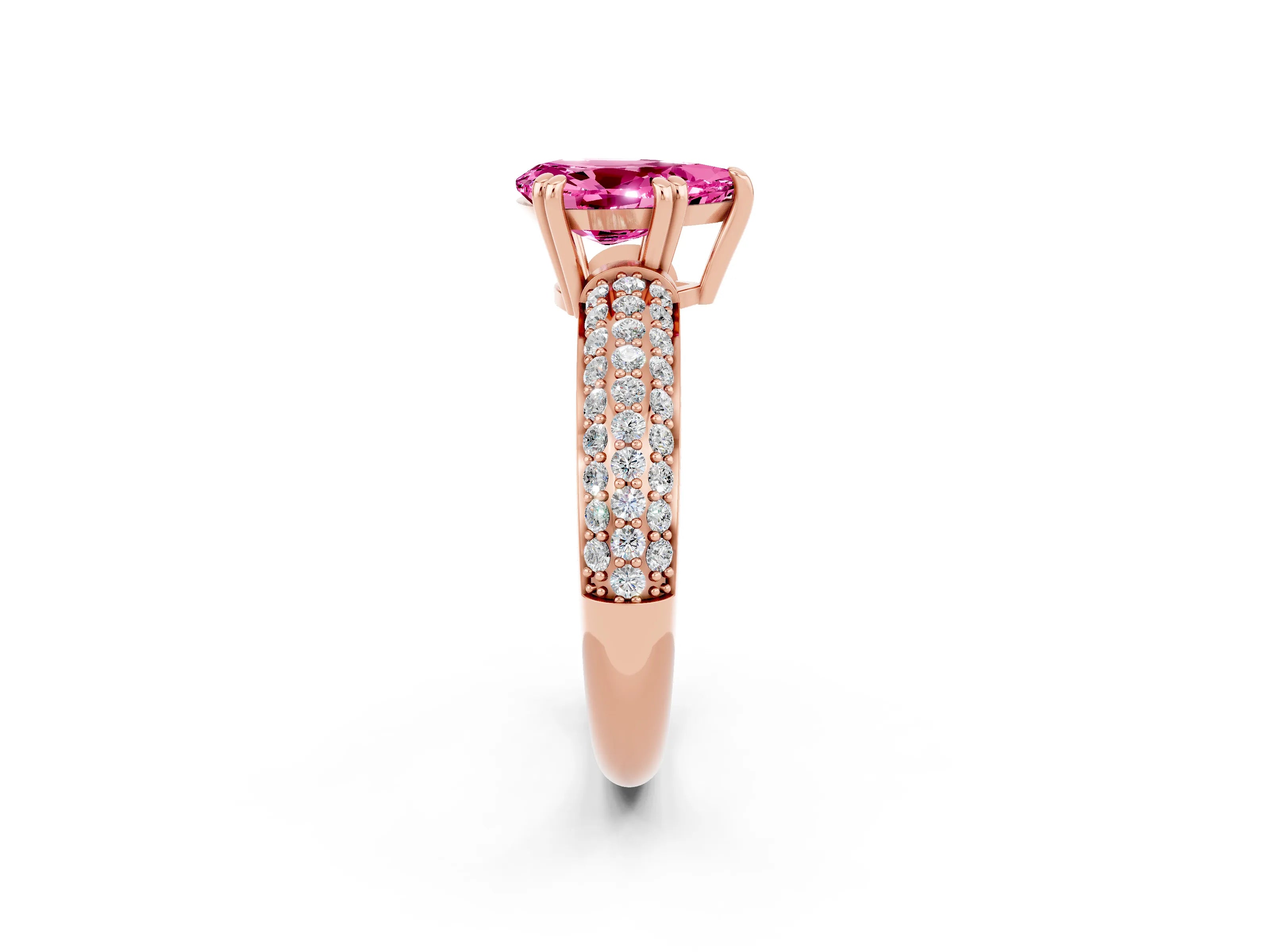 Rose gold Pear Cut Cut Pave Diamond Engagement Ring with Channel Set Band and Four-Prong Setting_2