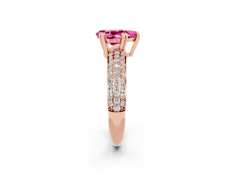 Rose gold Pear Cut Cut Pave Diamond Engagement Ring with Channel Set Band and Four-Prong Setting_2