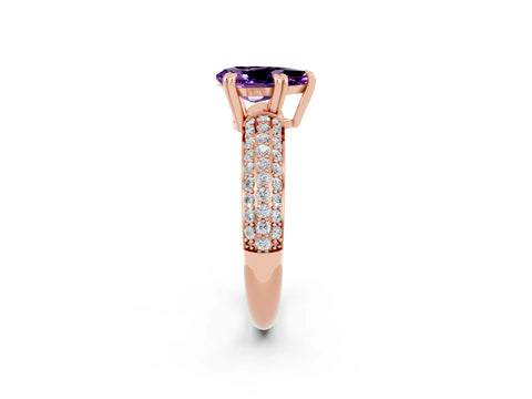 Rose gold Pear Cut Cut Pave Diamond Engagement Ring with Channel Set Band and Four-Prong Setting_2