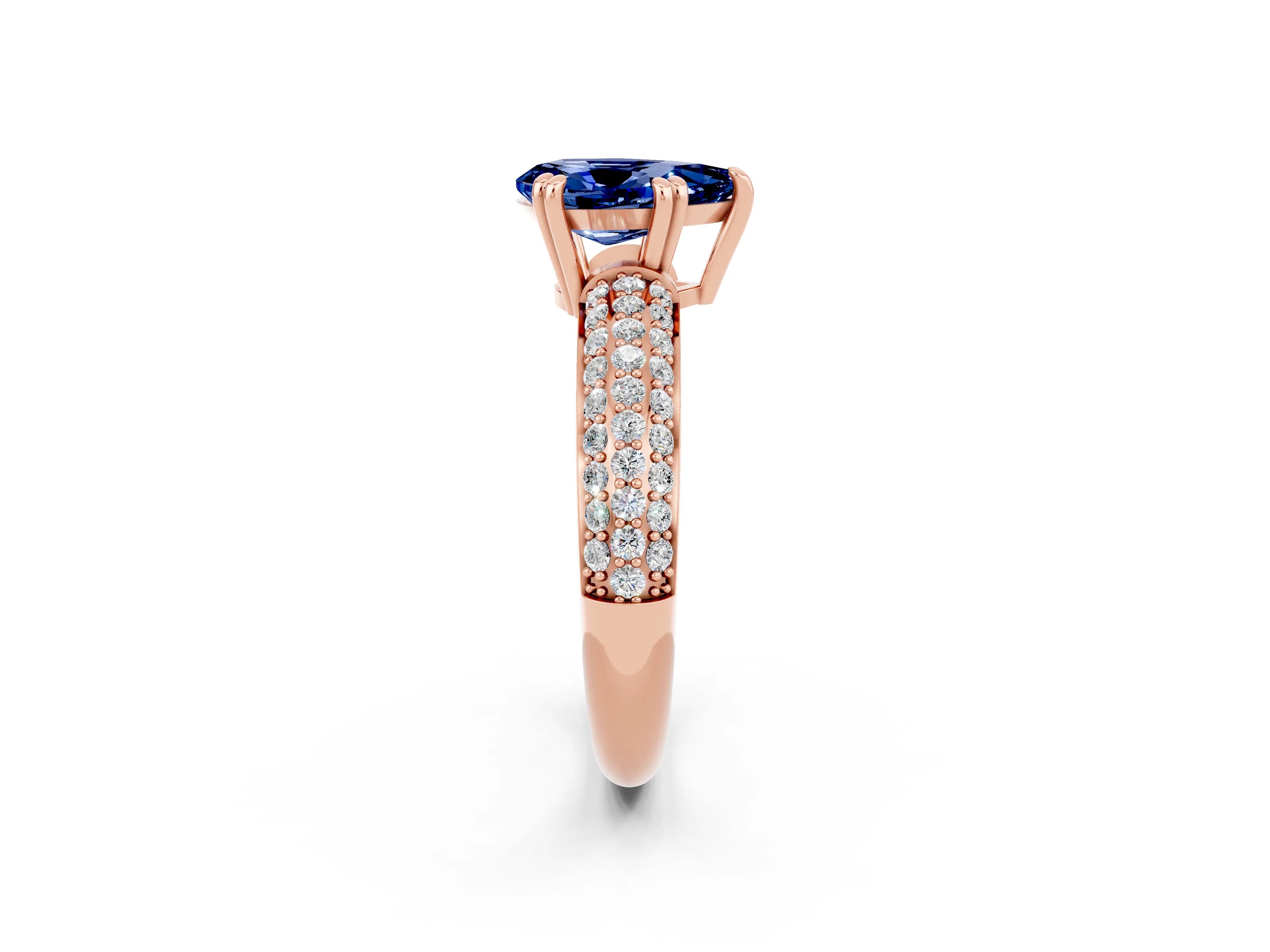 Rose gold Pear Cut Cut Pave Diamond Engagement Ring with Channel Set Band and Four-Prong Setting_2