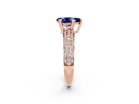 Rose gold Pear Cut Cut Pave Diamond Engagement Ring with Channel Set Band and Four-Prong Setting_2