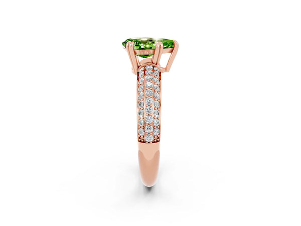 Rose gold Pear Cut Cut Pave Diamond Engagement Ring with Channel Set Band and Four-Prong Setting