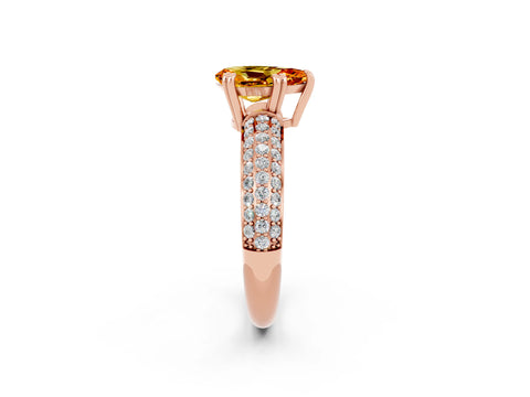 Rose gold Pear Cut Cut Pave Diamond Engagement Ring with Channel Set Band and Four-Prong Setting_2