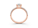 Rose gold Pear Cut Cut Pave Diamond Engagement Ring with Channel Set Band and Four-Prong Setting_3