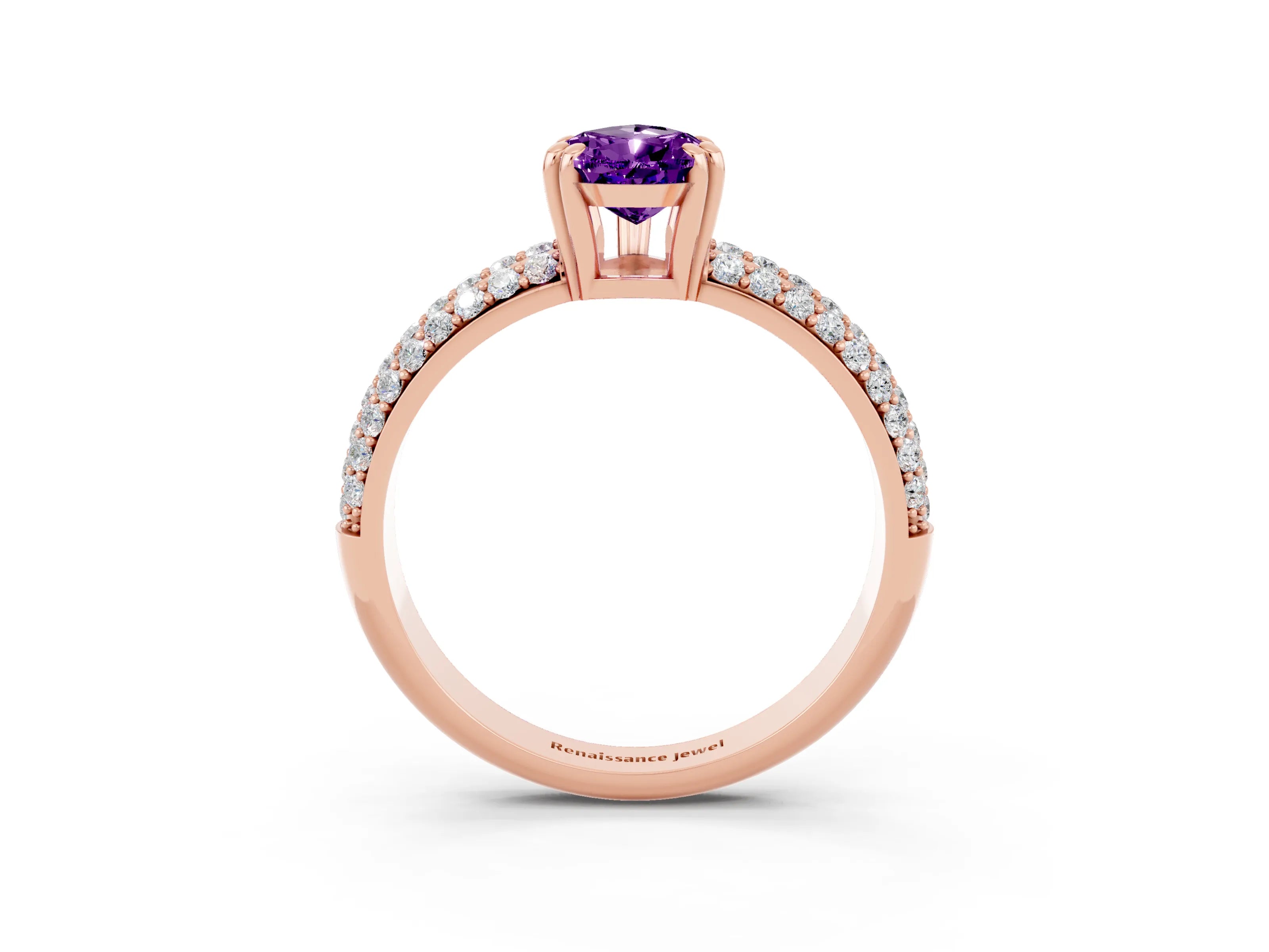 Rose gold Pear Cut Cut Pave Diamond Engagement Ring with Channel Set Band and Four-Prong Setting_3