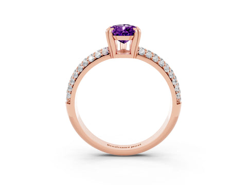 Rose gold Pear Cut Cut Pave Diamond Engagement Ring with Channel Set Band and Four-Prong Setting_3