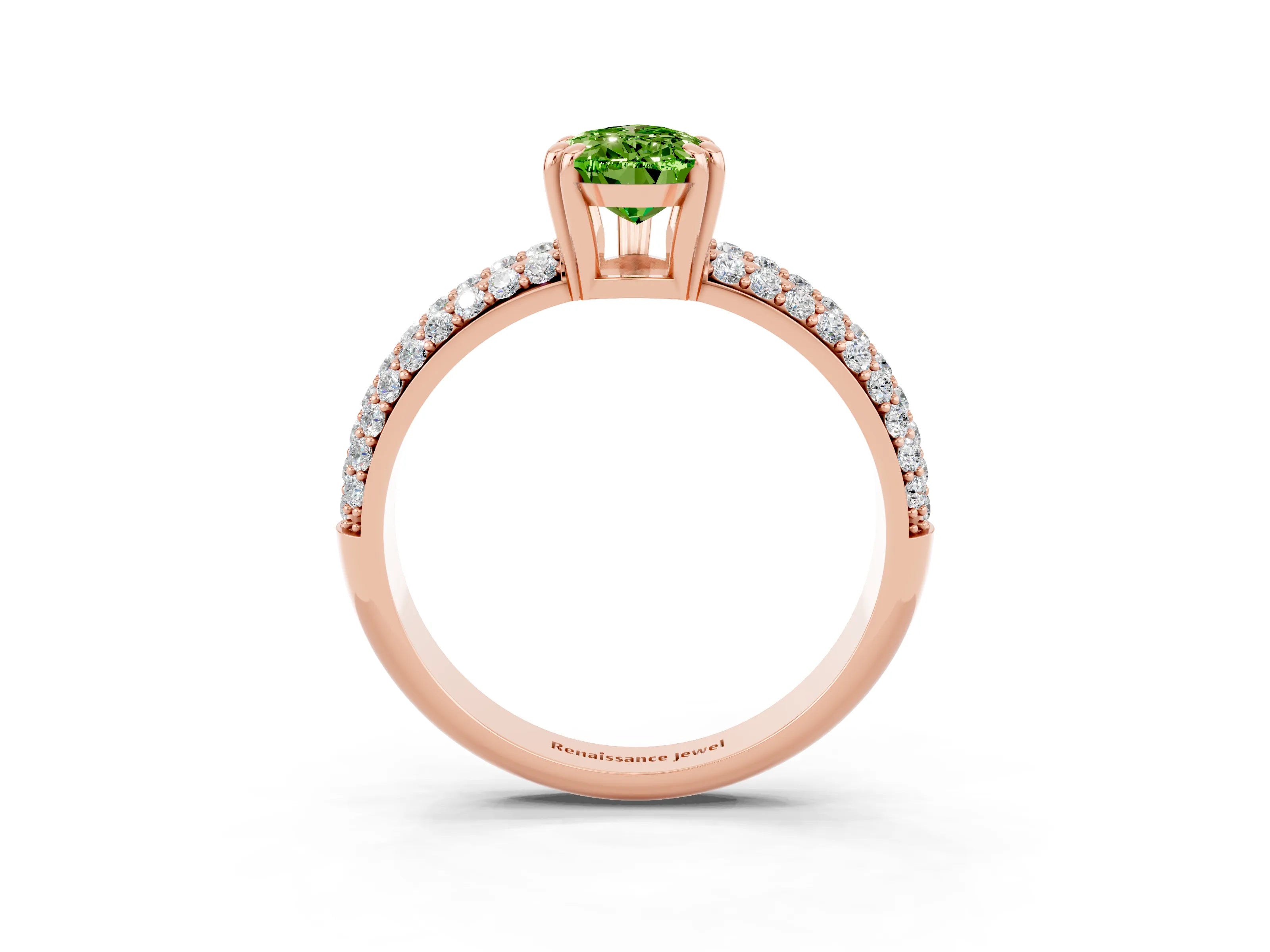 Rose gold Pear Cut Cut Pave Diamond Engagement Ring with Channel Set Band and Four-Prong Setting_3