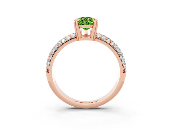 Rose gold Pear Cut Cut Pave Diamond Engagement Ring with Channel Set Band and Four-Prong Setting