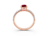 Rose gold Pear Cut Cut Pave Diamond Engagement Ring with Channel Set Band and Four-Prong Setting_3