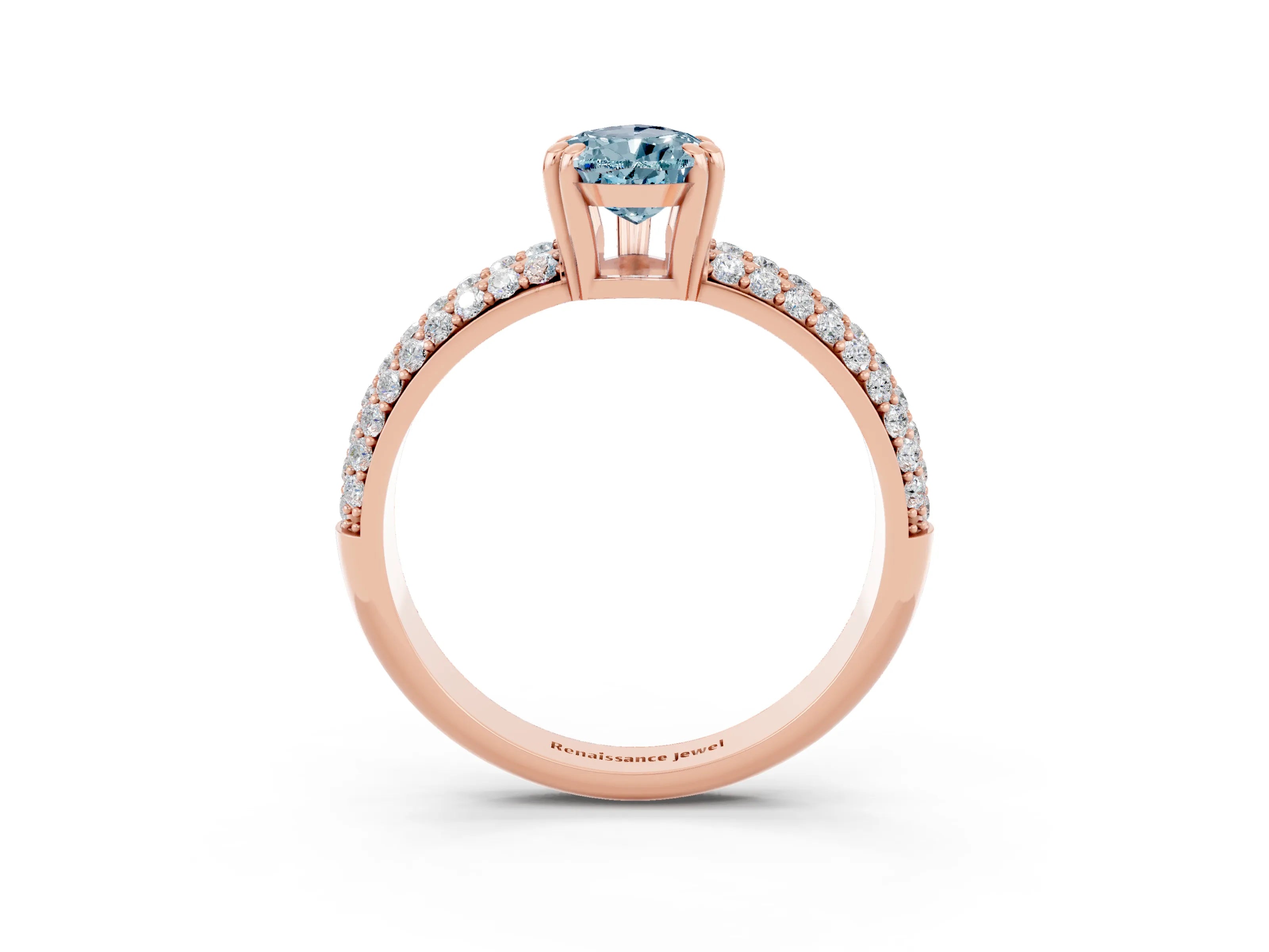 Rose gold Pear Cut Cut Pave Diamond Engagement Ring with Channel Set Band and Four-Prong Setting_3