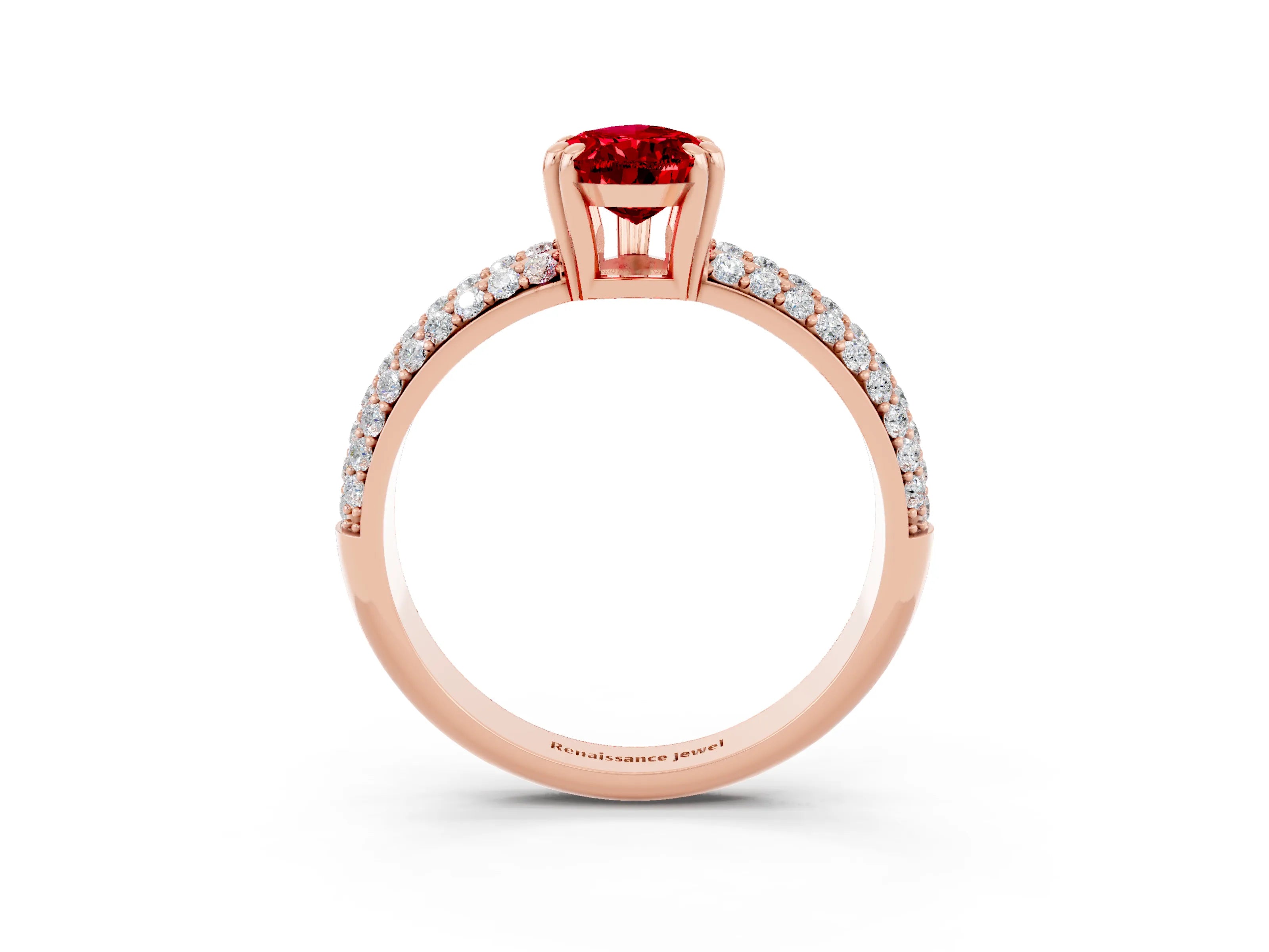 Rose gold Pear Cut Cut Pave Diamond Engagement Ring with Channel Set Band and Four-Prong Setting_3