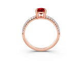 Rose gold Pear Cut Cut Pave Diamond Engagement Ring with Channel Set Band and Four-Prong Setting_3