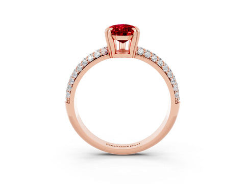 Rose gold Pear Cut Cut Pave Diamond Engagement Ring with Channel Set Band and Four-Prong Setting_3