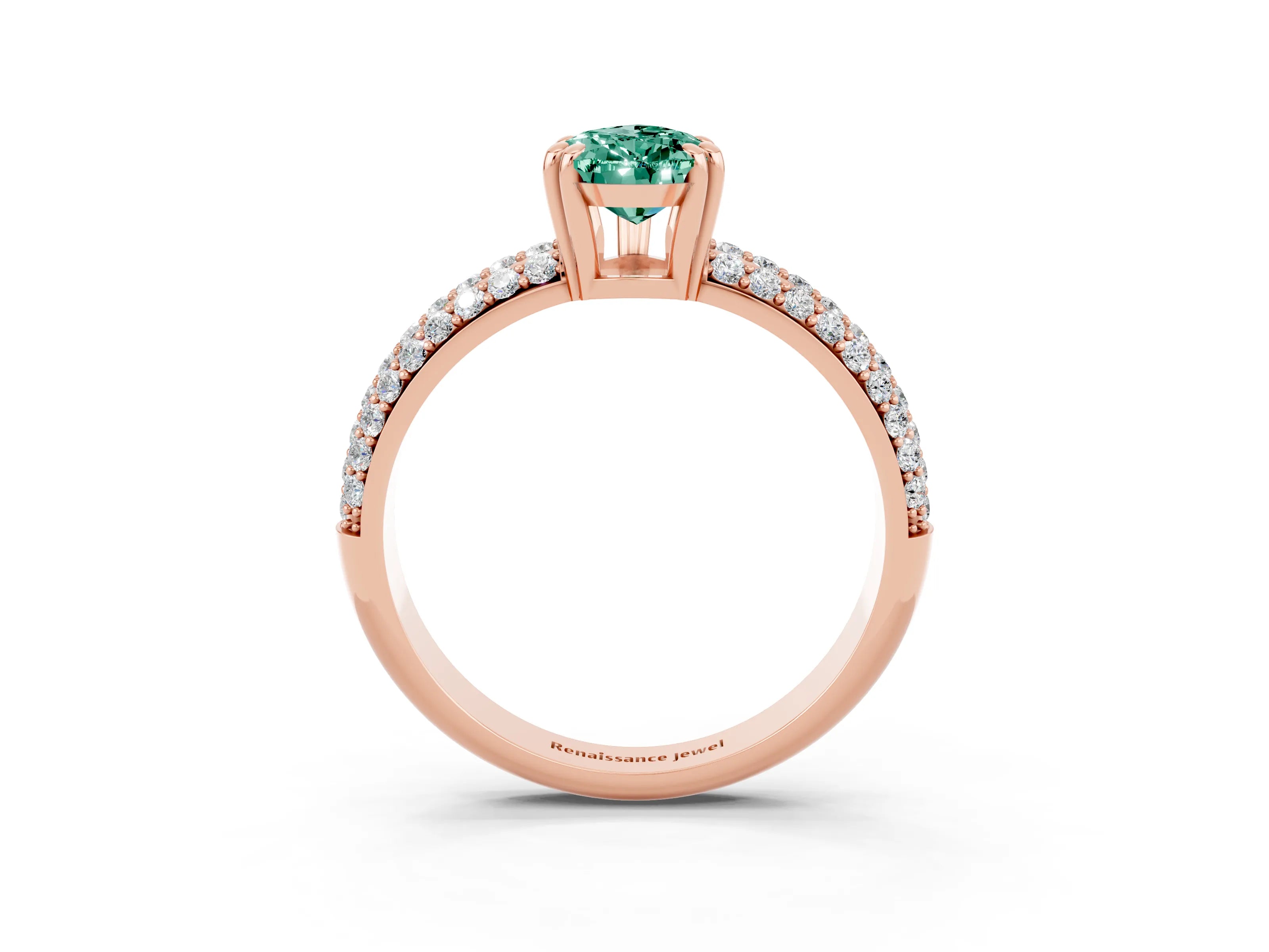 Rose gold Pear Cut Cut Pave Diamond Engagement Ring with Channel Set Band and Four-Prong Setting_3