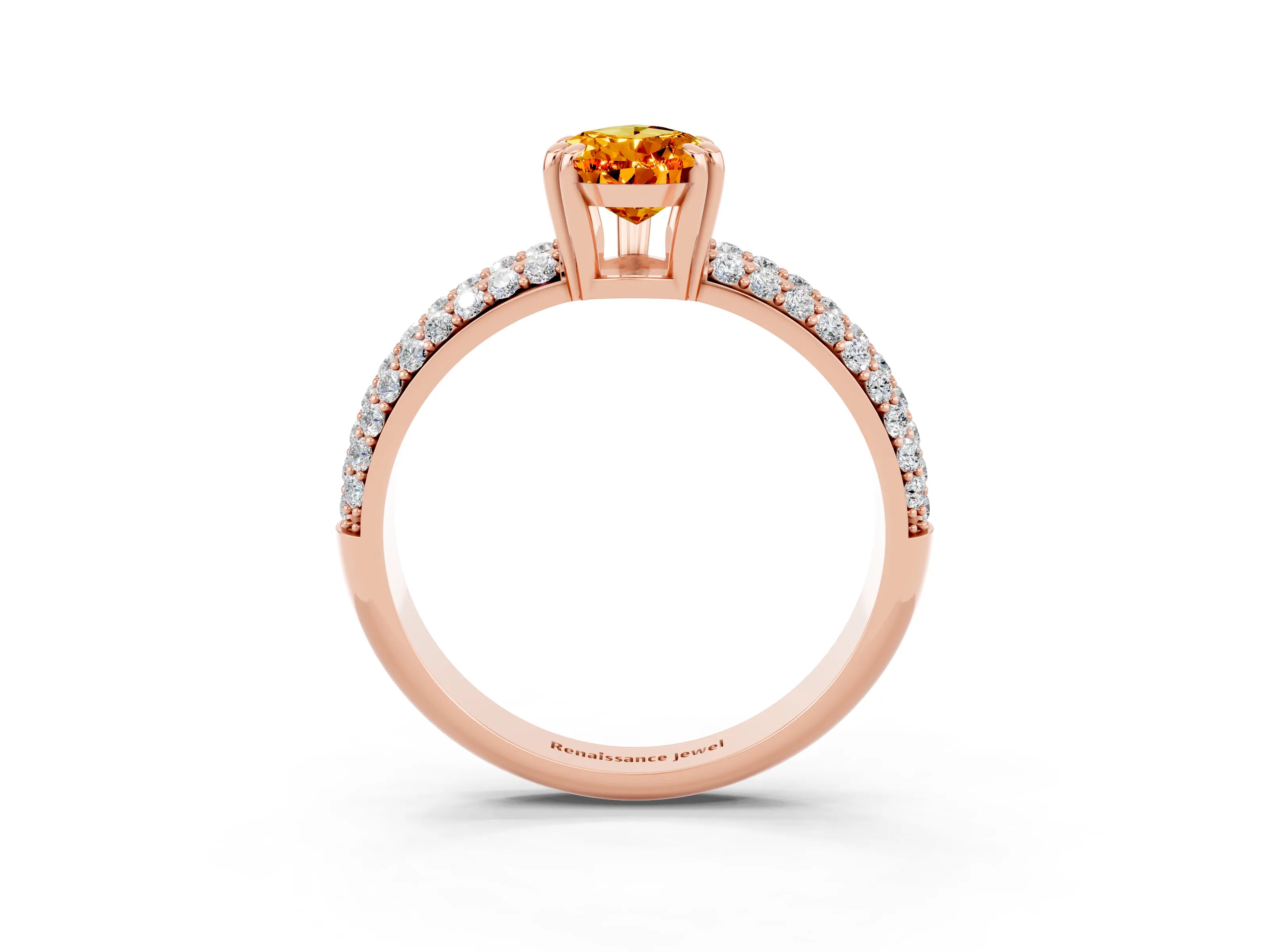 Rose gold Pear Cut Cut Pave Diamond Engagement Ring with Channel Set Band and Four-Prong Setting_3