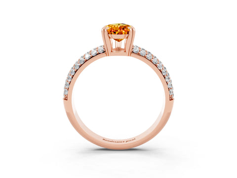 Rose gold Pear Cut Cut Pave Diamond Engagement Ring with Channel Set Band and Four-Prong Setting_3