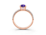 Rose gold Pear Cut Cut Pave Diamond Engagement Ring with Channel Set Band and Four-Prong Setting_3