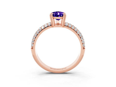 Rose gold Pear Cut Cut Pave Diamond Engagement Ring with Channel Set Band and Four-Prong Setting_3