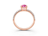 Rose gold Pear Cut Cut Pave Diamond Engagement Ring with Channel Set Band and Four-Prong Setting_3