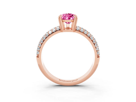 Rose gold Pear Cut Cut Pave Diamond Engagement Ring with Channel Set Band and Four-Prong Setting_3