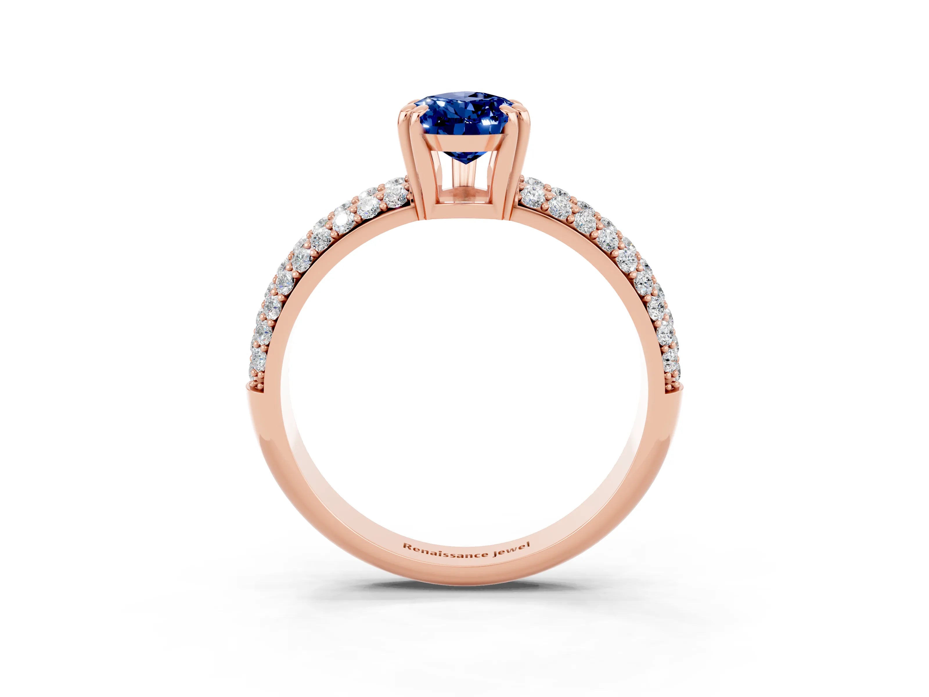 Rose gold Pear Cut Cut Pave Diamond Engagement Ring with Channel Set Band and Four-Prong Setting_3