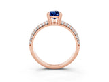 Rose gold Pear Cut Cut Pave Diamond Engagement Ring with Channel Set Band and Four-Prong Setting_3