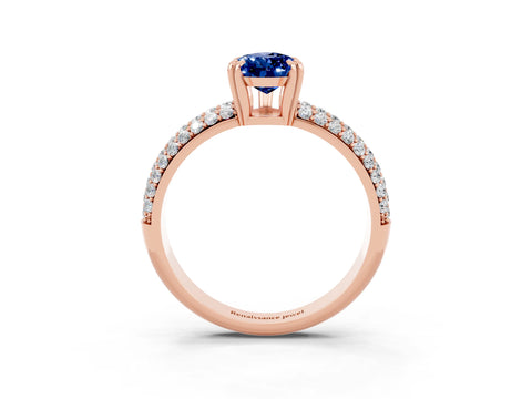 Rose gold Pear Cut Cut Pave Diamond Engagement Ring with Channel Set Band and Four-Prong Setting_3