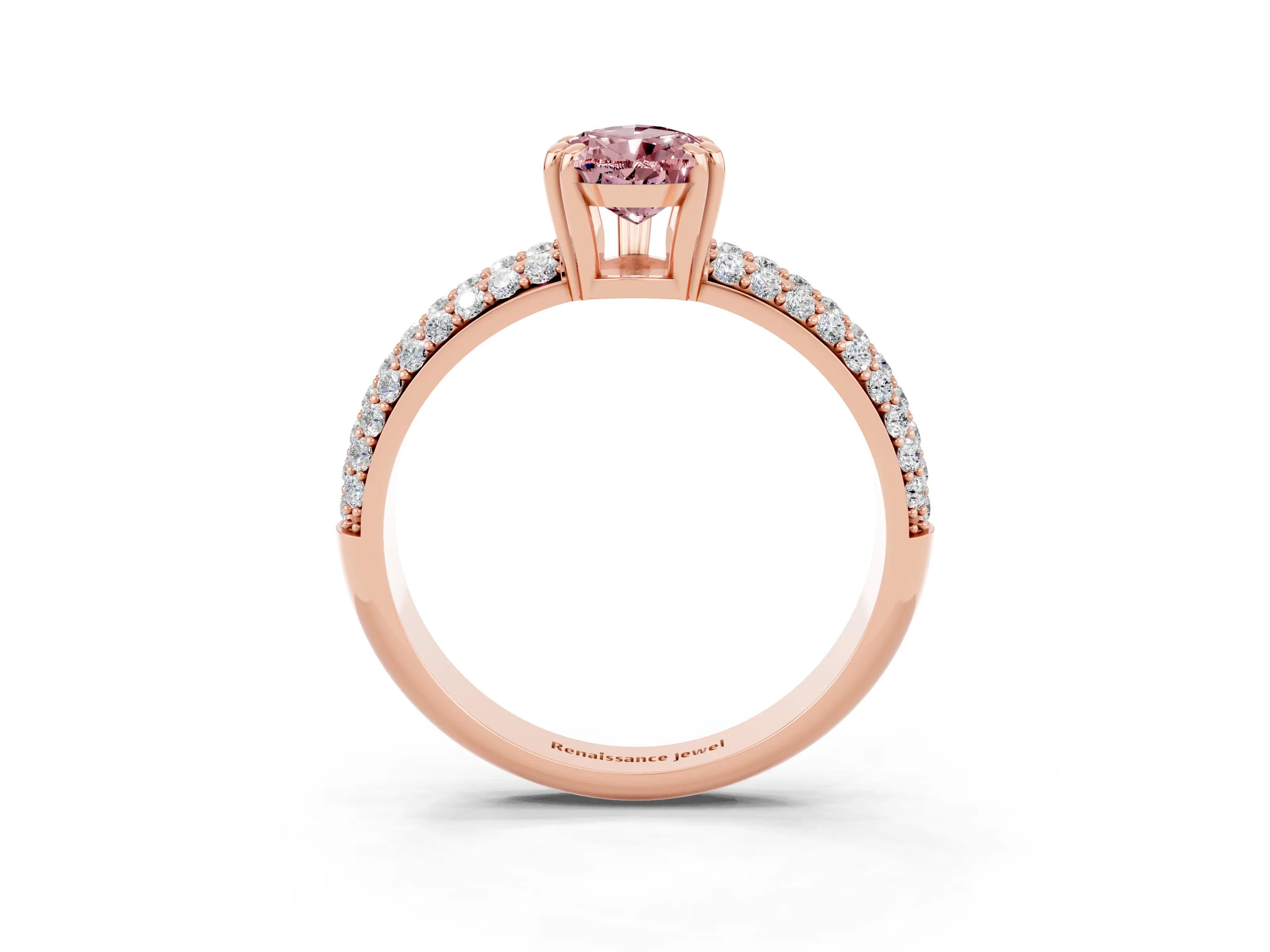 Rose gold Pear Cut Cut Pave Diamond Engagement Ring with Channel Set Band and Four-Prong Setting_3