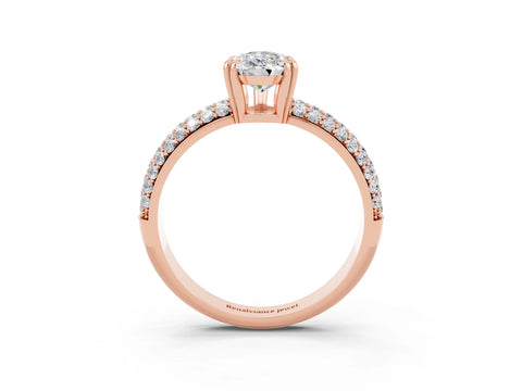Rose gold Pear Cut Cut Pave Diamond Engagement Ring with Channel Set Band and Four-Prong Setting_3