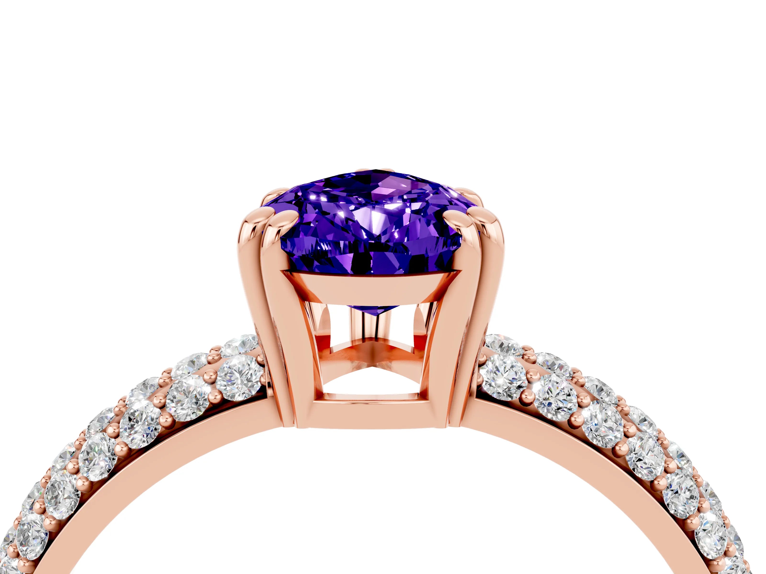 Rose gold Pear Cut Cut Pave Diamond Engagement Ring with Channel Set Band and Four-Prong Setting_4