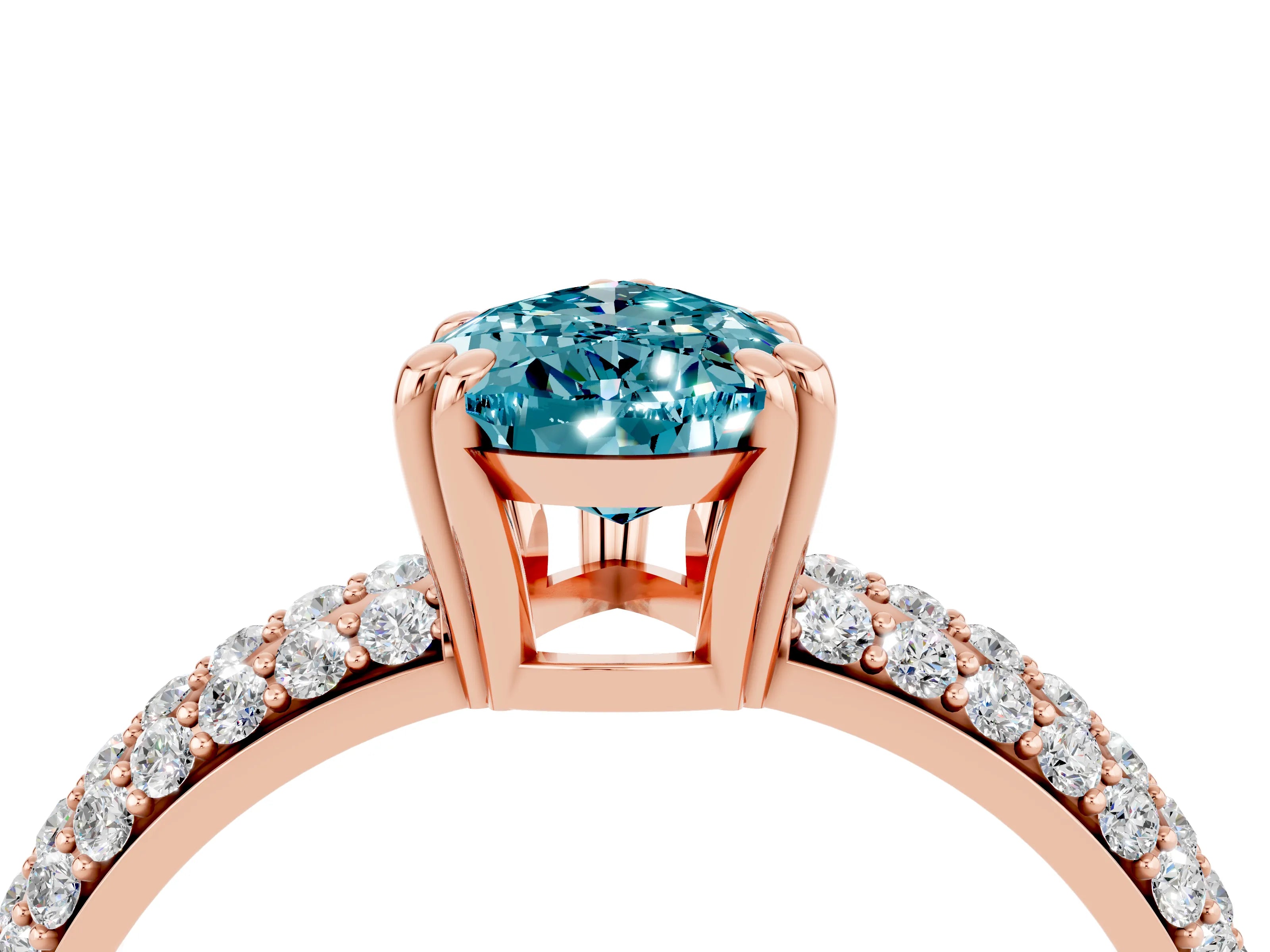 Rose gold Pear Cut Cut Pave Diamond Engagement Ring with Channel Set Band and Four-Prong Setting_4