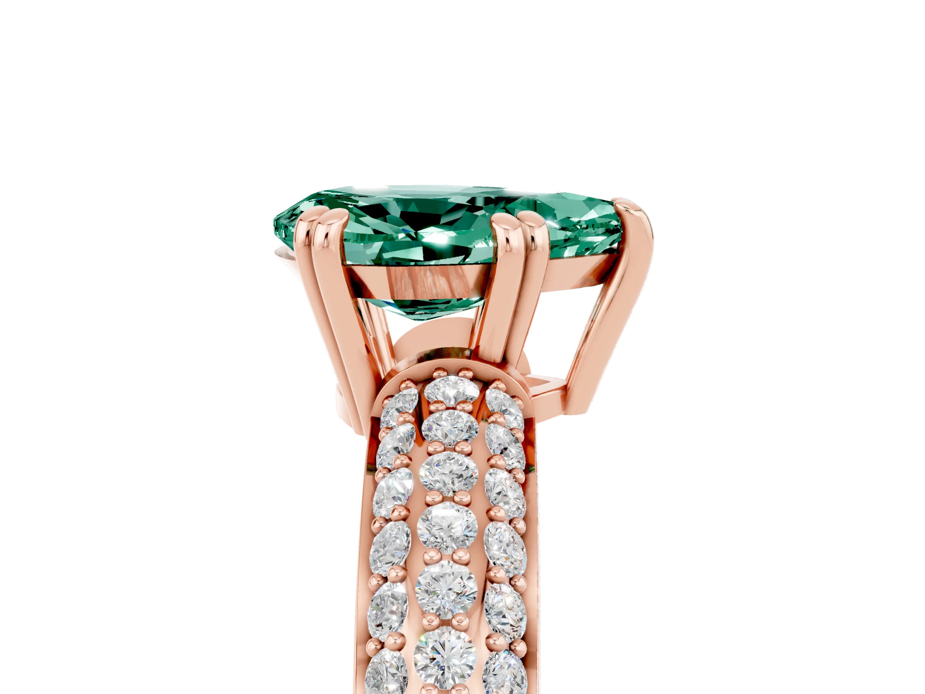 Rose gold Pear Cut Cut Pave Diamond Engagement Ring with Channel Set Band and Four-Prong Setting_5