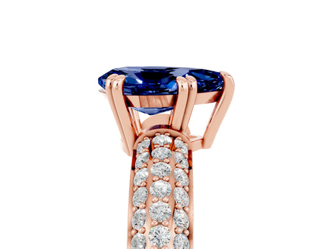 Rose gold Pear Cut Cut Pave Diamond Engagement Ring with Channel Set Band and Four-Prong Setting_5