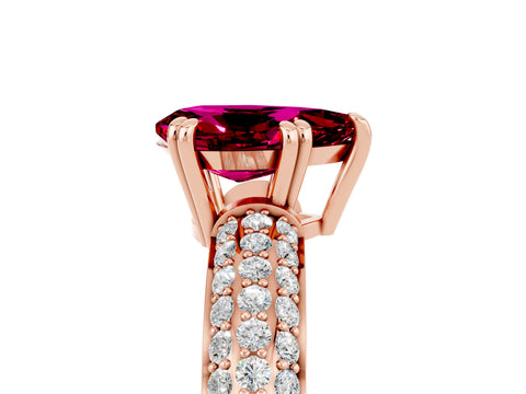 Rose gold Pear Cut Cut Pave Diamond Engagement Ring with Channel Set Band and Four-Prong Setting_5