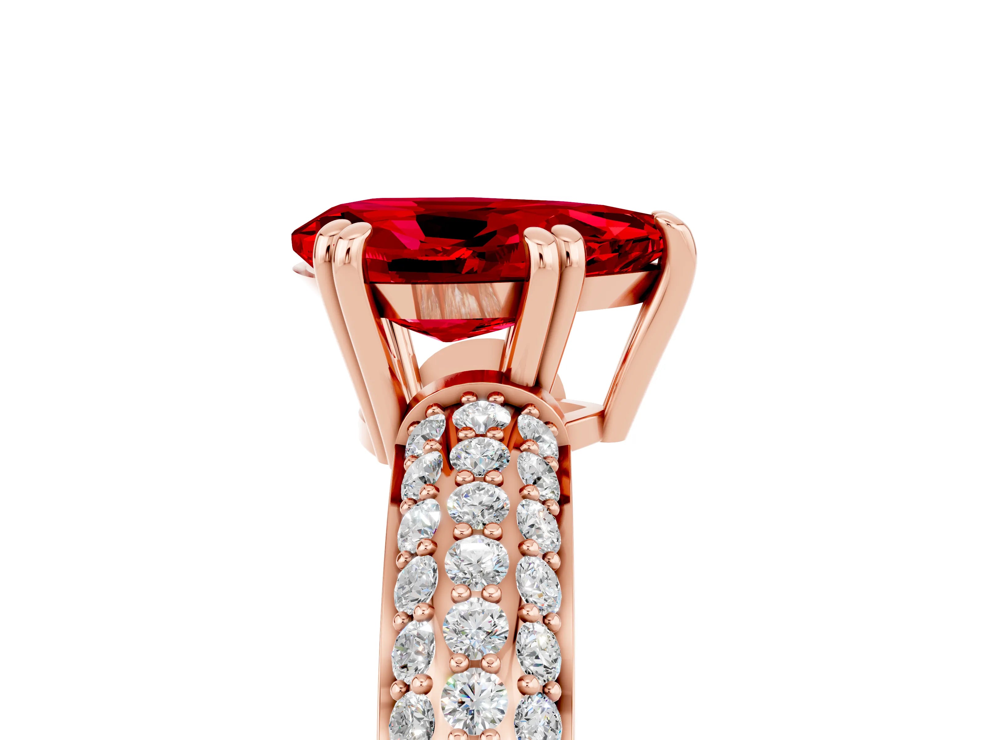 Rose gold Pear Cut Cut Pave Diamond Engagement Ring with Channel Set Band and Four-Prong Setting_5