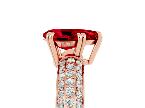 Rose gold Pear Cut Cut Pave Diamond Engagement Ring with Channel Set Band and Four-Prong Setting_5