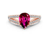 Rose gold Pear Cut Cut Split Shank Pave Diamond Engagement Ring with Four-Prong Setting