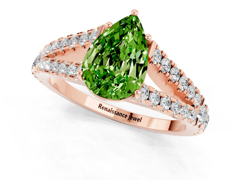 Rose gold Pear Cut Cut Split Shank Pave Diamond Engagement Ring with Four-Prong Setting_1