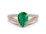 Rose gold Pear Cut Cut Split Shank Pave Diamond Engagement Ring with Four-Prong Setting