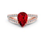 Rose gold Pear Cut Cut Split Shank Pave Diamond Engagement Ring with Four-Prong Setting