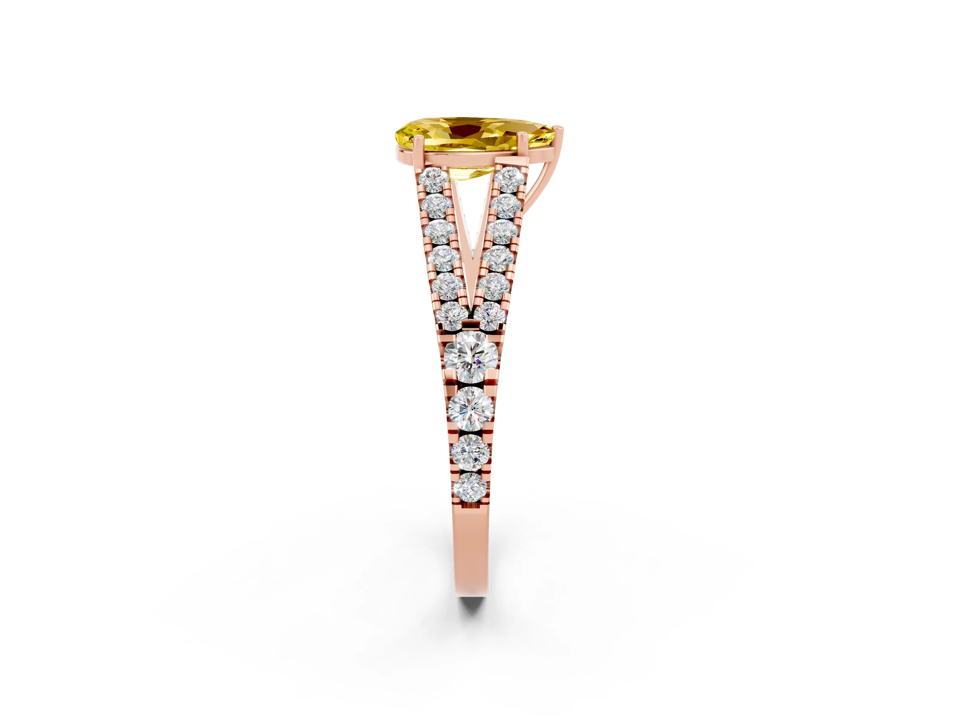Rose gold Pear Cut Cut Split Shank Pave Diamond Engagement Ring with Four-Prong Setting_2