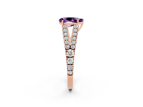 Rose gold Pear Cut Cut Split Shank Pave Diamond Engagement Ring with Four-Prong Setting_2
