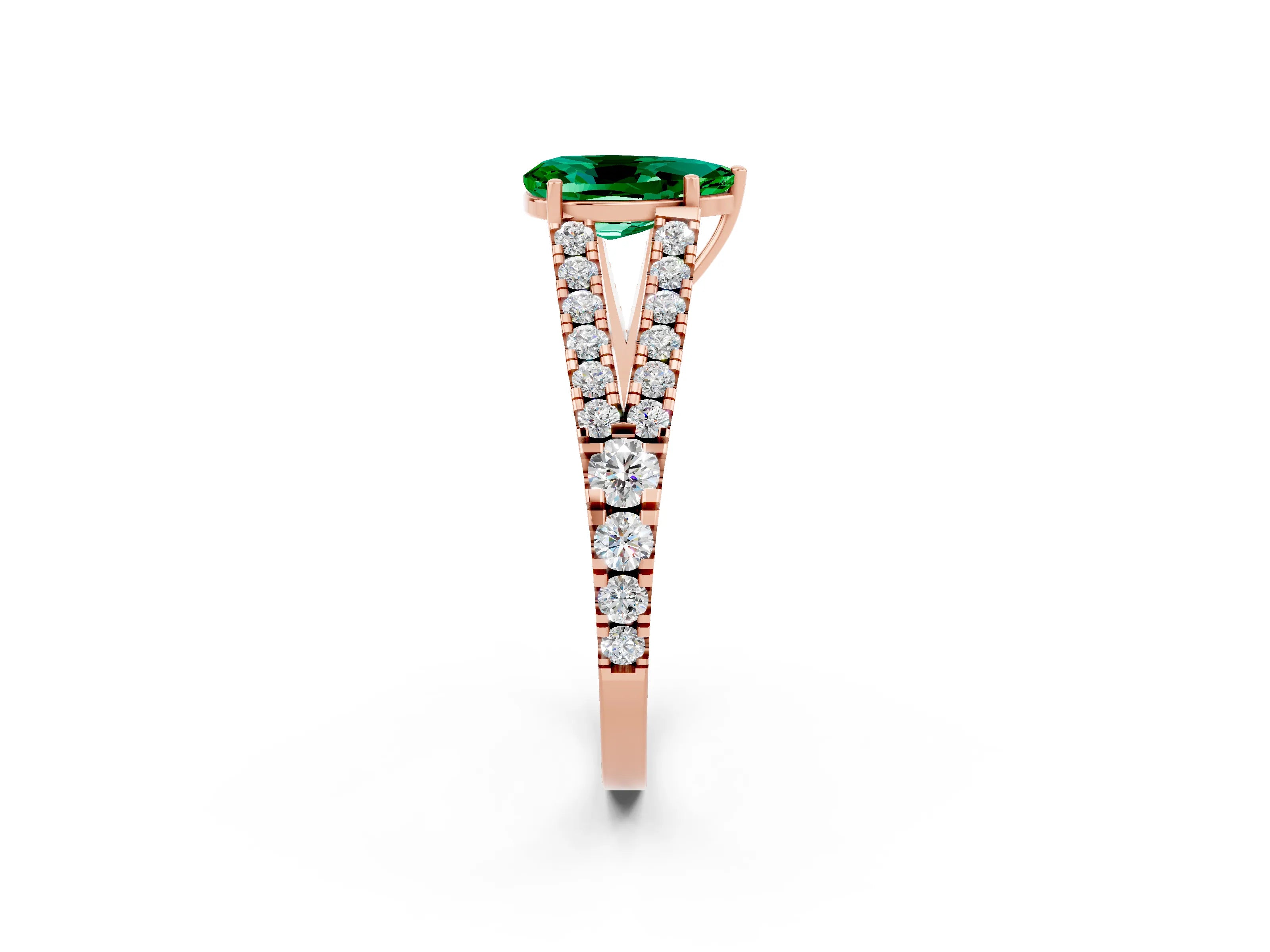 Rose gold Pear Cut Cut Split Shank Pave Diamond Engagement Ring with Four-Prong Setting_2