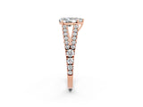 Rose gold Pear Cut Cut Split Shank Pave Diamond Engagement Ring with Four-Prong Setting_2