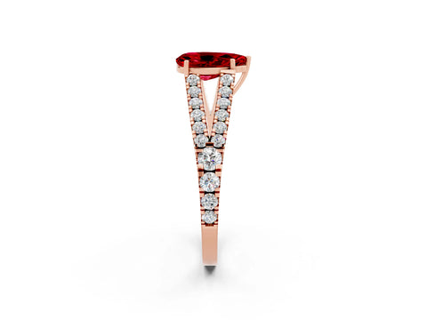Rose gold Pear Cut Cut Split Shank Pave Diamond Engagement Ring with Four-Prong Setting_2