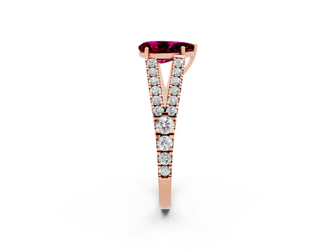 Rose gold Pear Cut Cut Split Shank Pave Diamond Engagement Ring with Four-Prong Setting_2
