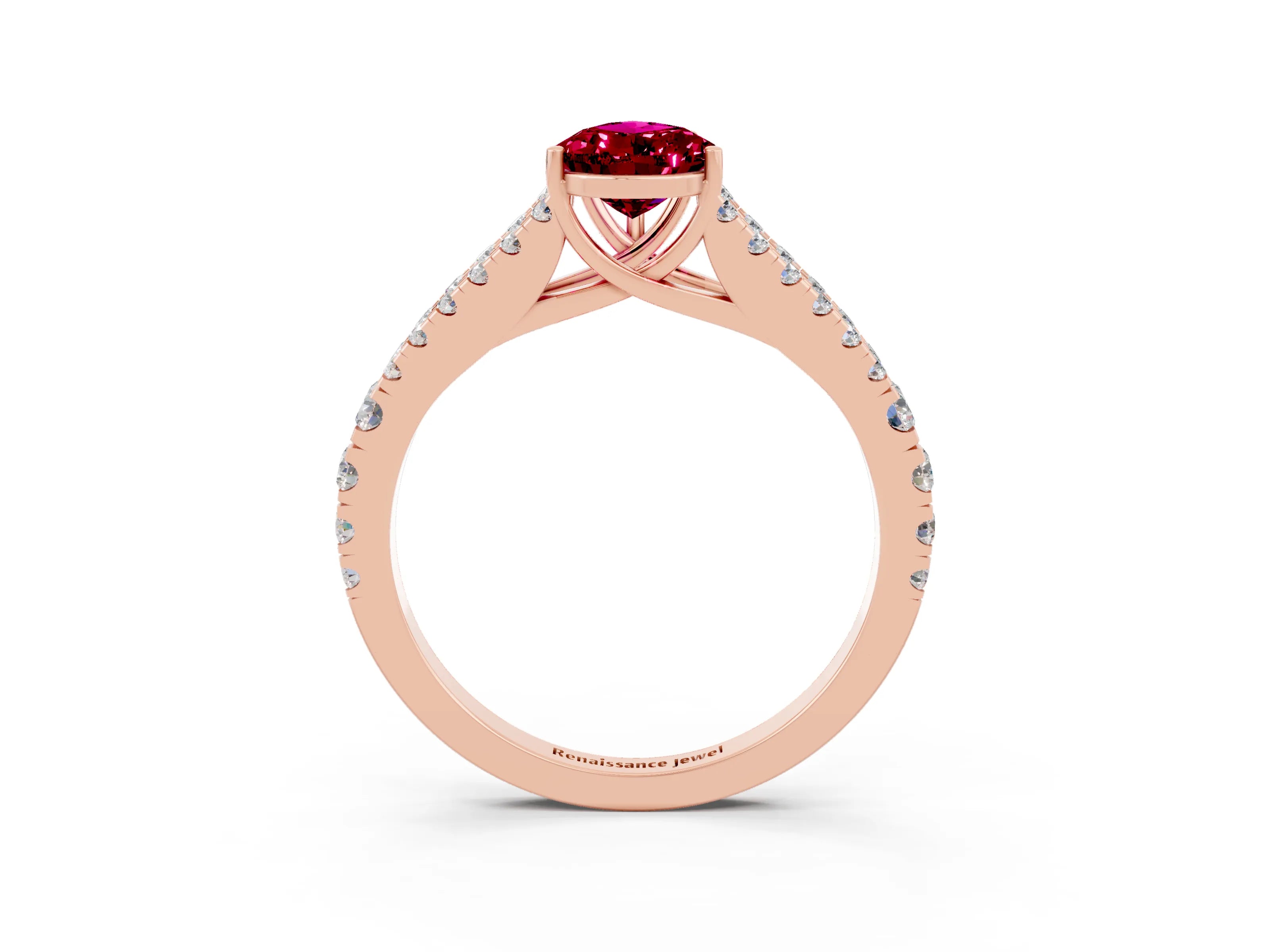 Rose gold Pear Cut Cut Split Shank Pave Diamond Engagement Ring with Four-Prong Setting_3
