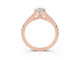 Rose gold Pear Cut Cut Split Shank Pave Diamond Engagement Ring with Four-Prong Setting_3