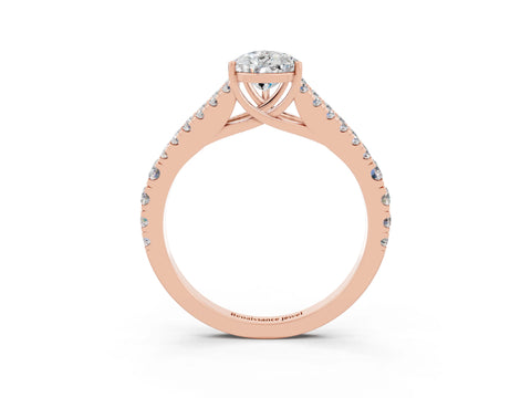 Rose gold Pear Cut Cut Split Shank Pave Diamond Engagement Ring with Four-Prong Setting_3