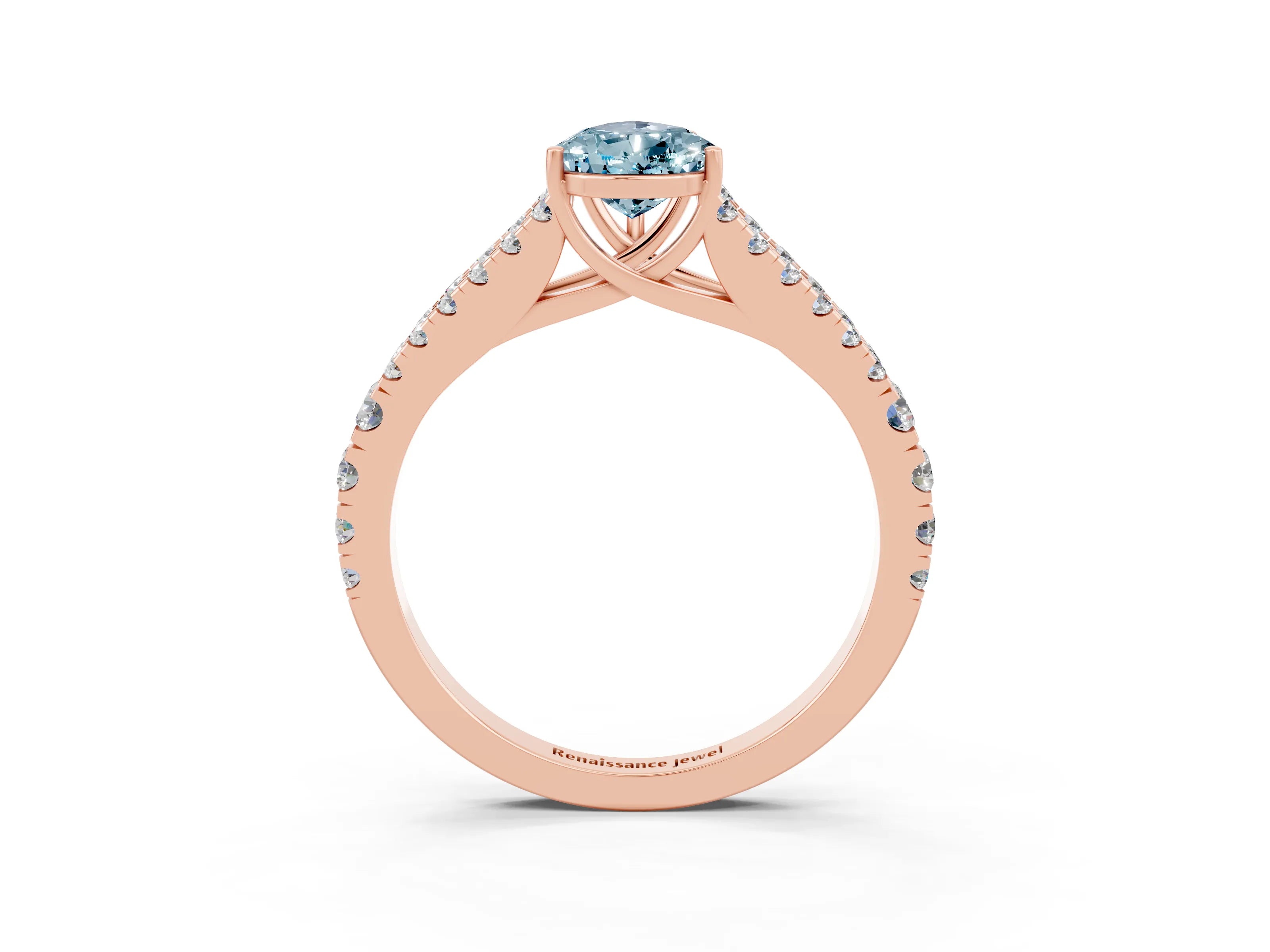 Rose gold Pear Cut Cut Split Shank Pave Diamond Engagement Ring with Four-Prong Setting_3